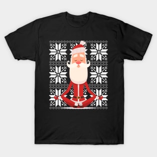 Yoga Santa meditating Ugly Christmas Sweater Design T-Shirt